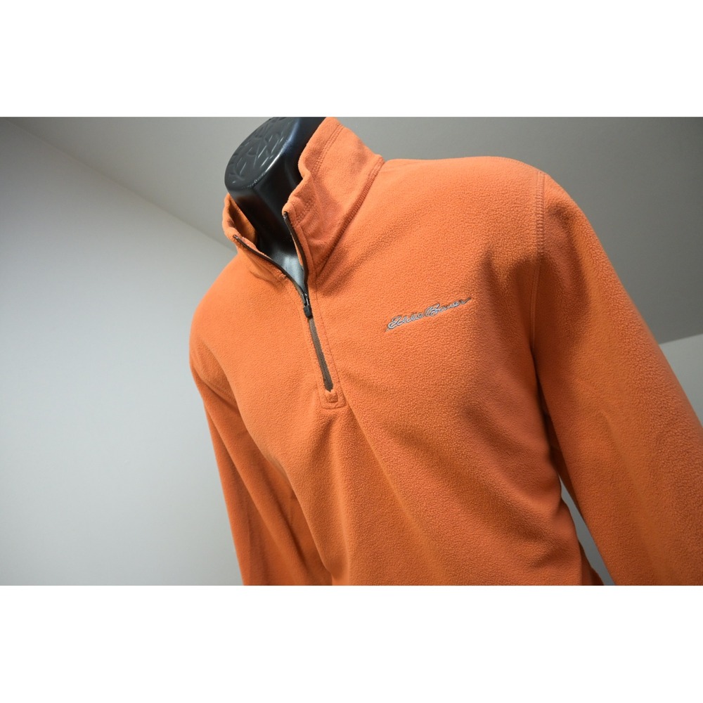 Eddie Bauer 1/4 Zip Fleece Pullover Jacket Sweater Mens Large Orange Quarter Zip